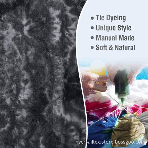 Manual Tie Dye Design Black Curtains